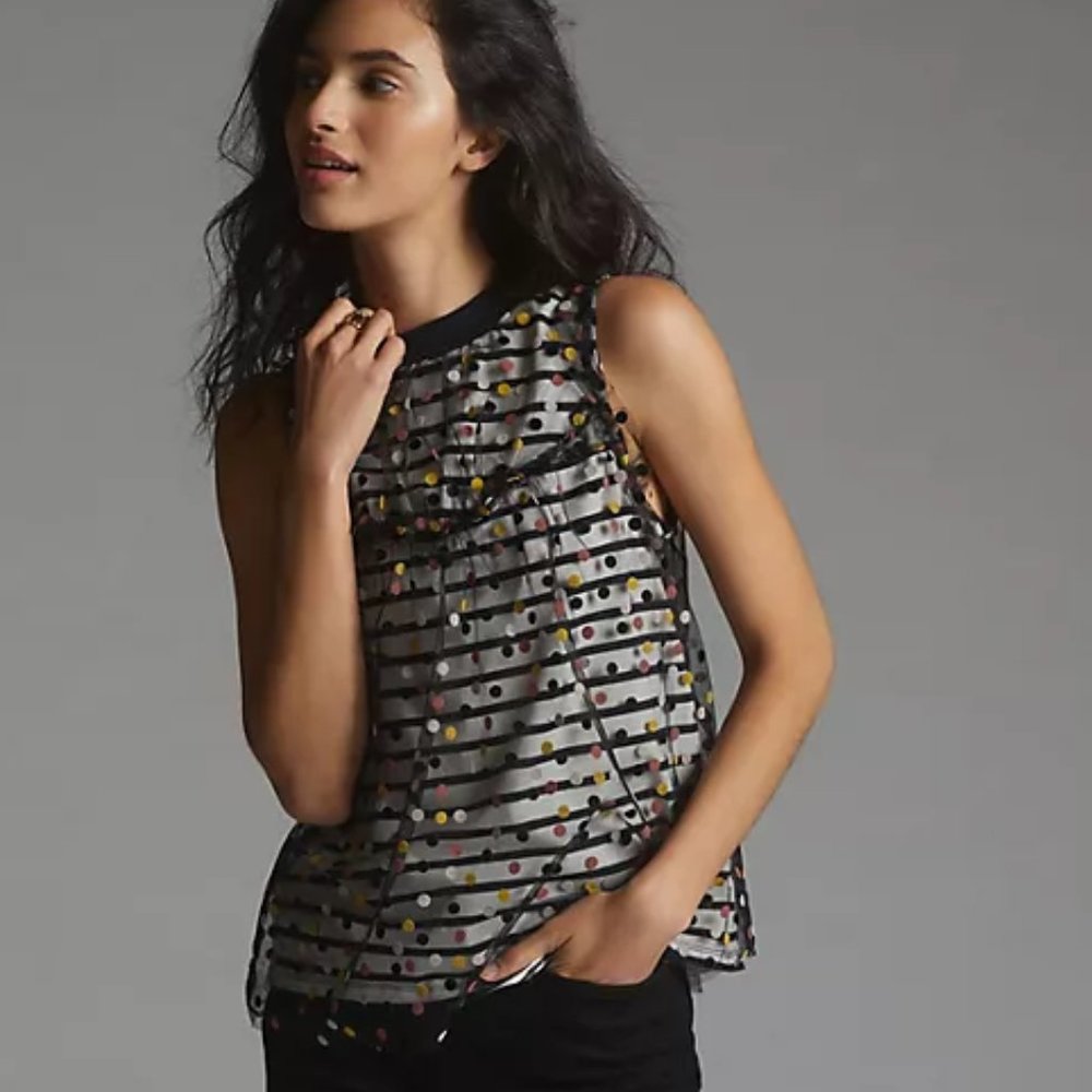 NWT! Anthropologie Maeve Contrast Dotted Tank - XS